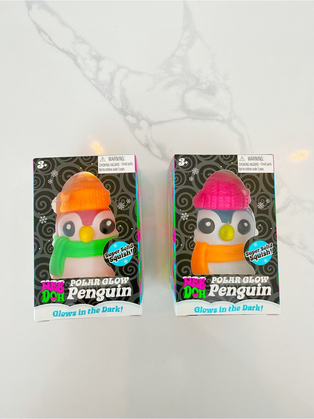NEW NeeDoh Polar Glow Penguins π§ Set of 2 Glow in the Dark RARE